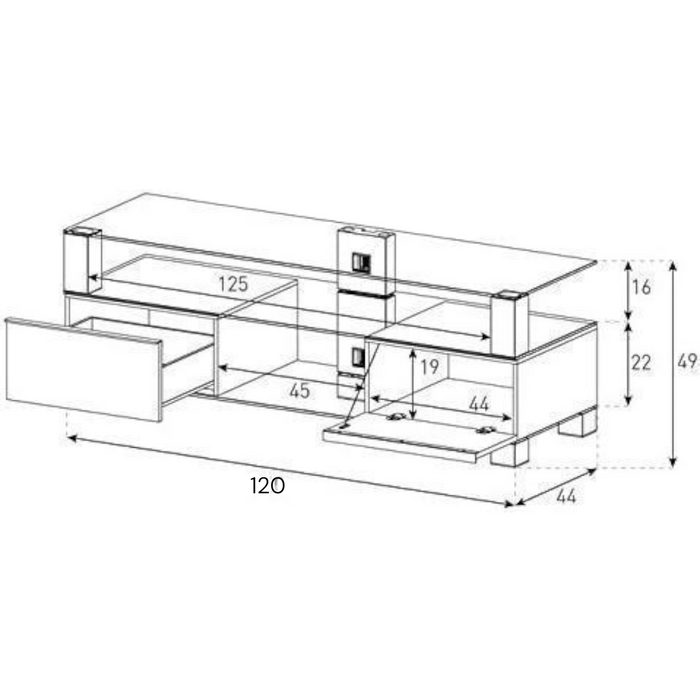 TV komoda Sonorous MD 9120-B-HBLK-RED
