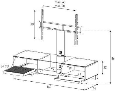 TV komoda sa držačem Sonorous MD 8140-B-HBLK-A