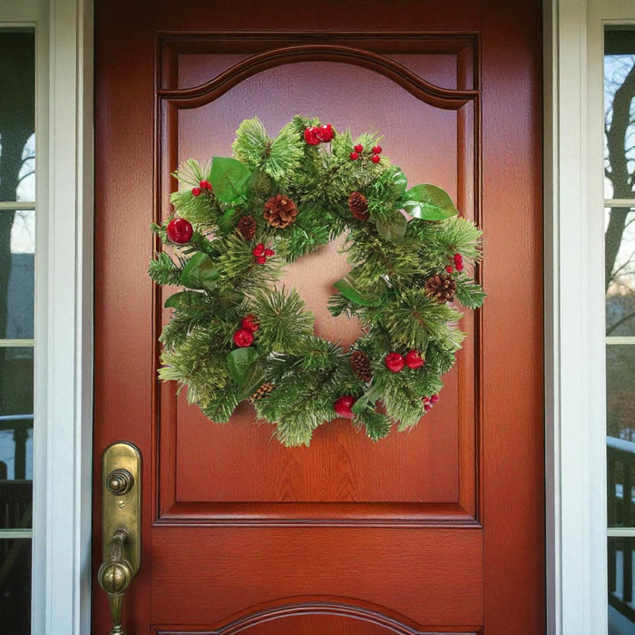 Božićni venac za vrata zeleno crveni