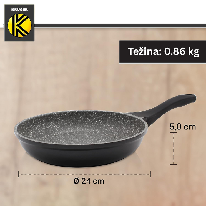 Duboki tiganj crni 24cm KRUGER