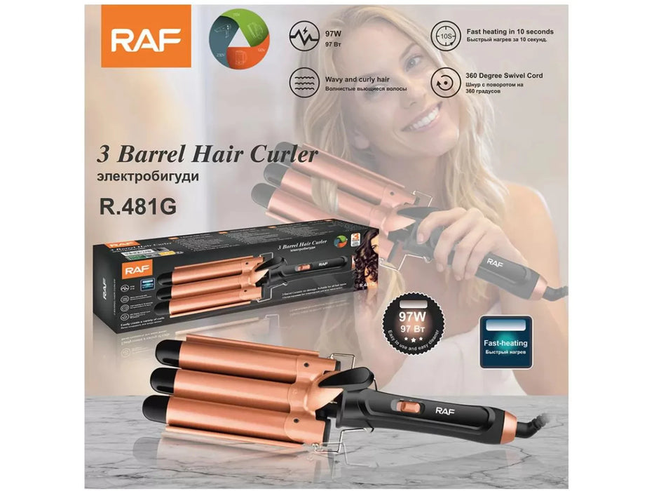 RAF R.481G stajler sa trostrukim keramičkim uvijačem za kosu 97W