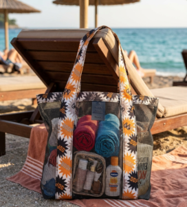 Mrežasta torba za plažu teget