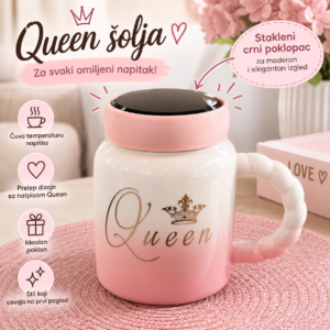 Queen keramička šolja sa poklopcem