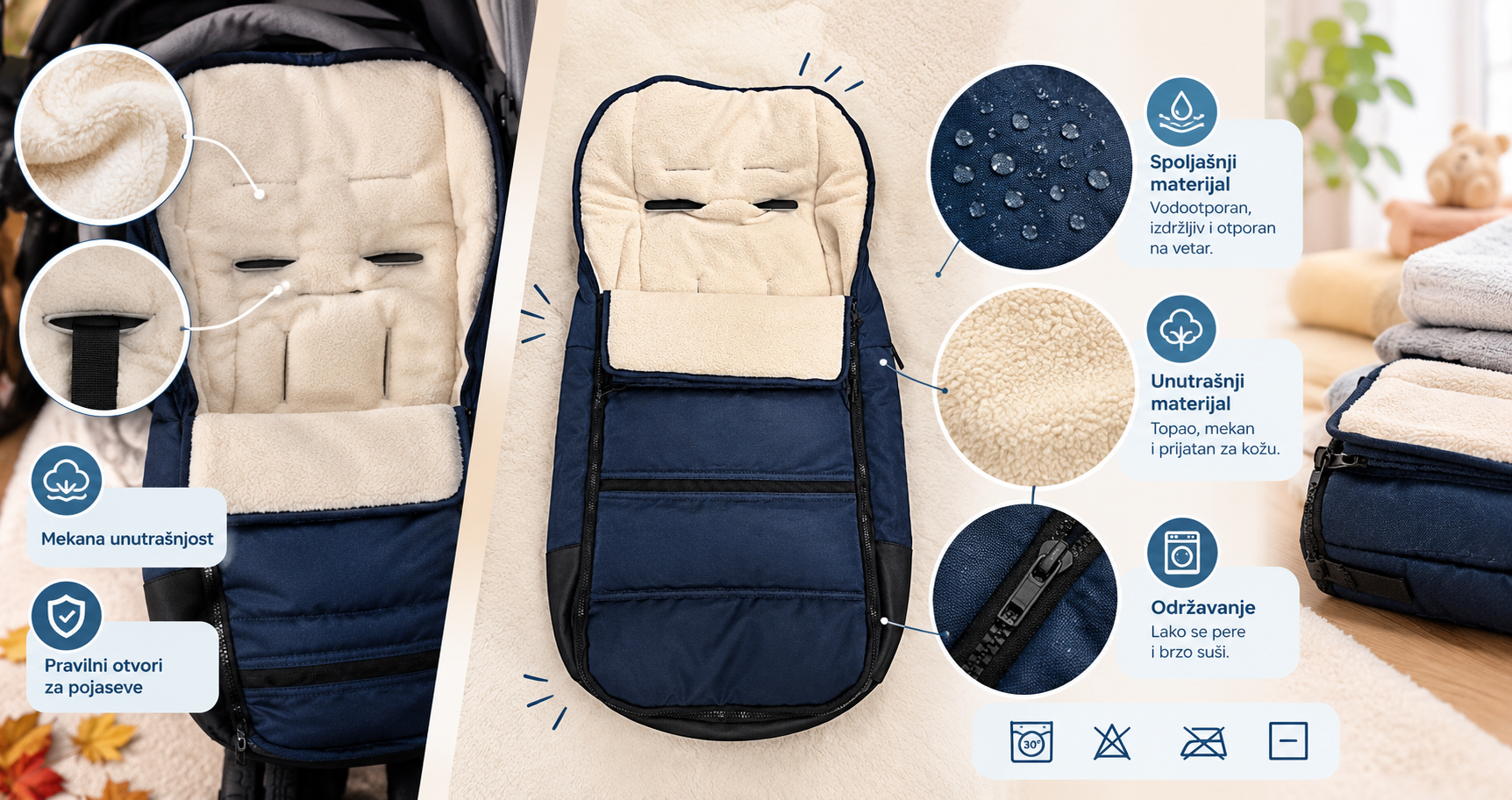 Mutsy Footmuff Transit crni srednji – zimska navlaka za kolica